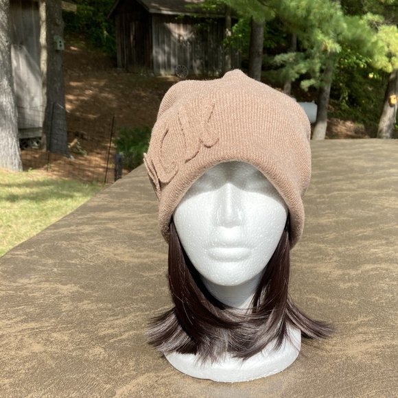 Versatile, Beanie Hat, Hair Attached  , 95% Cotton,  Winter Hat , OS, khaki - Picture 2 of 10